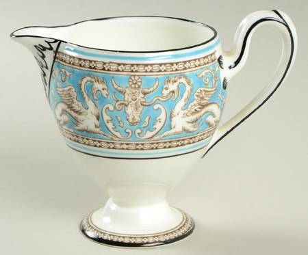 Florentine Turquoise Rim (Fruit Center, White Body) Globe Shape Creamer