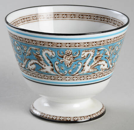 Florentine Turquoise Rim (Fruit Center, White Body) Open Sugar Bowl
