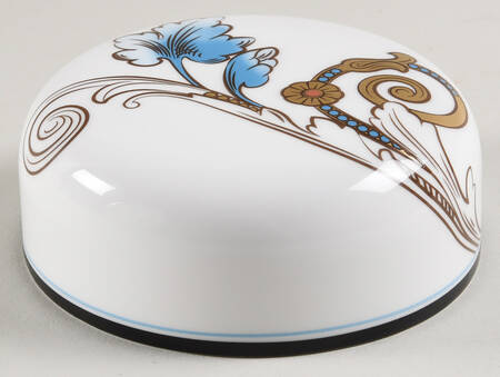 Florentine Turquoise Rim (Fruit Center, White Body) Lid for Covered Vase