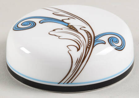 Florentine Turquoise Rim (Fruit Center, White Body) Lid for Covered Vase