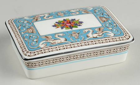 Florentine Turquoise Rim (Fruit Center, White Body) Cigarette Box & Lid