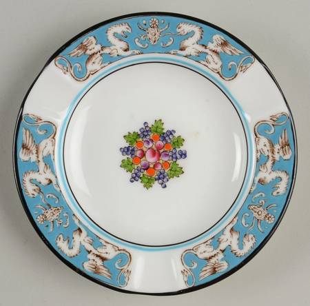 Florentine Turquoise Rim (Fruit Center, White Body) 4" Ashtray