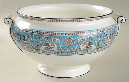 Florentine Turquoise Rim (Fruit Center, White Body) Tureen No Lid