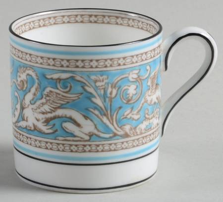 Florentine Turquoise Rim (Fruit Center, White Body) Bond Shape Demitasse Cup