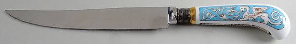Florentine Turquoise Rim (Fruit Center, White Body) Individual Steak Knife