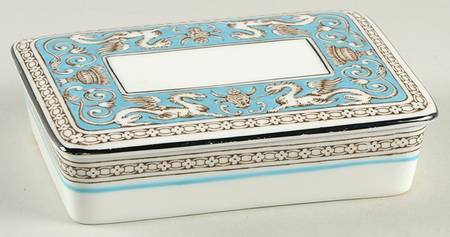 Florentine Turquoise Rim (No Center, White Body) Cigarette Box & Lid