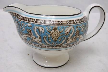 Florentine Turquoise Rim (Fruit Center, White Body) Leigh Shape Creamer
