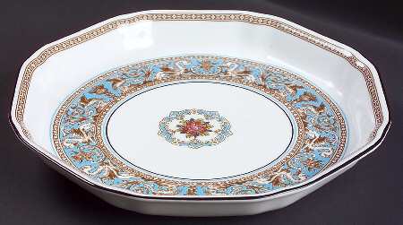 Florentine Turquoise Rim (Fruit Center, White Body) Octagonal Dish