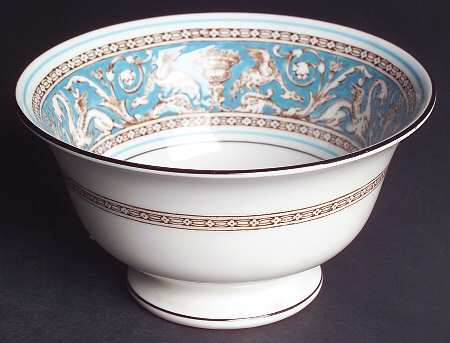 Florentine Turquoise Rim (Fruit Center, White Body) Open Sugar Bowl