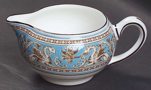 Florentine Turquoise Rim (Fruit Center, White Body) 146 Shape Mini Creamer