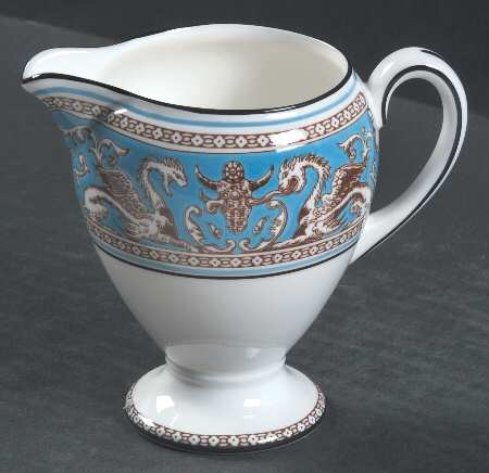 Florentine Turquoise Rim (Fruit Center, White Body) Globe Shape Creamer
