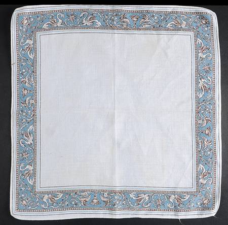 Florentine Turquoise Rim (Fruit Center, White Body) Linen Napkin