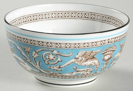 Florentine Turquoise Rim (Fruit Center, White Body) Mini Sugar Bowl & Lid