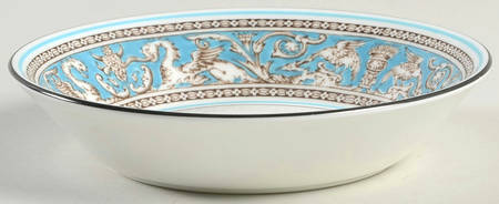 Florentine Turquoise Rim (No Center, White Body) Fruit/Dessert (Sauce) Bowl