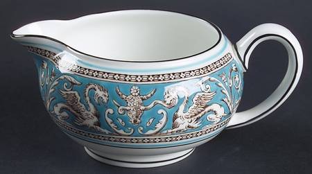 Florentine Turquoise Rim (No Center, White Body) 146 Shape Creamer
