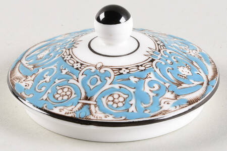 Florentine Turquoise Rim (No Center, White Body) Lid for 146 Shape Sugar Bowl