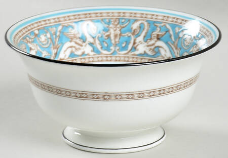 Florentine Turquoise Rim (No Center, White Body) Cranberry Bowl