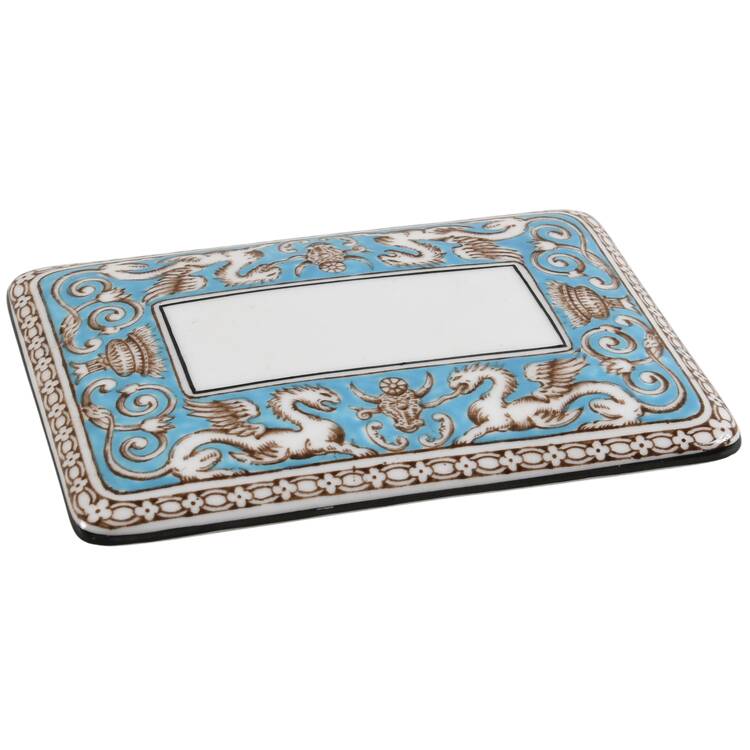Florentine Turquoise Rim (No Center, White Body) Lid for Cigarette Box