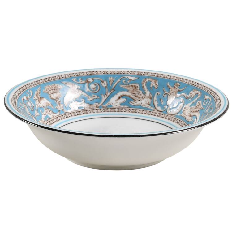 Florentine Turquoise Rim (No Center, White Body) Coupe Cereal Bowl