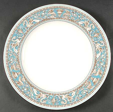 Florentine Turquoise Rim (No Center, White Body) 13" Chop Plate (Round Platter)