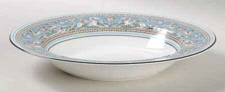 Florentine Turquoise Rim (No Center, White Body) Rim Soup Bowl