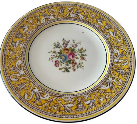 Florentine (Yellow Band, Flower Center) Dessert/Pie Plate