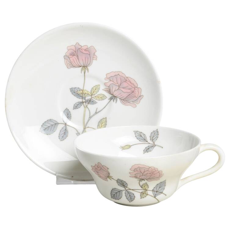 Flame Rose Flat Cup & Saucer Set