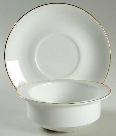 Formal Gold Flat Cream Soup Bowl & Saucer Set by Wedgwood