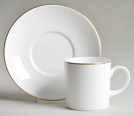 Formal Gold Can Shape Demitasse Cup and Saucer Set