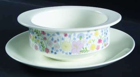 Forget Me Not (Bone China, No Trim) Flat Cream Soup Bowl & Saucer Set
