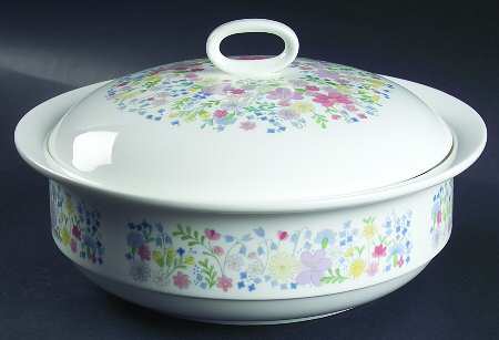 Forget Me Not (Bone China, No Trim) Round Covered Vegetable