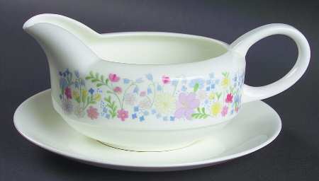 Forget Me Not (Bone China, No Trim) Gravy Boat & Underplate