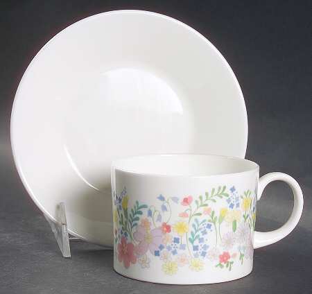 Forget Me Not (Bone China, No Trim) Flat Cup & Saucer Set