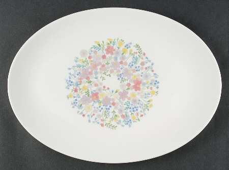 Forget Me Not (Bone China, No Trim) 14" Oval Serving Platter