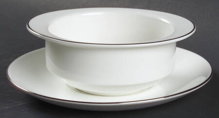 Formal Platinum Flat Cream Soup Bowl & Saucer Set
