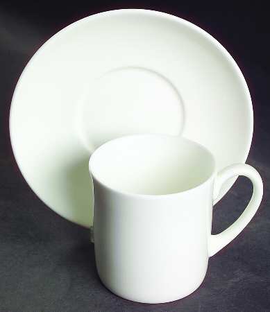 Formal White Flat Cup & Saucer Set