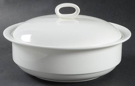 Formal White Round Covered Vegetable