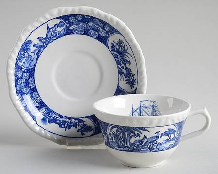 Friendship Salem Blue Flat Cup & Saucer Set