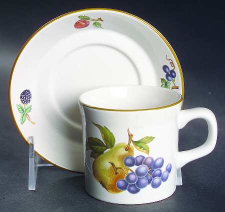 Fruit Sprays Sterling (Coupe Shape) Flat Demitasse Cup & Saucer Set