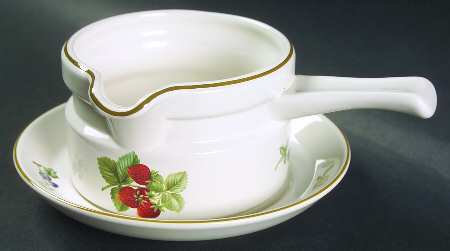 Fruit Sprays Sterling (Coupe Shape) Gravy Boat & Underplate