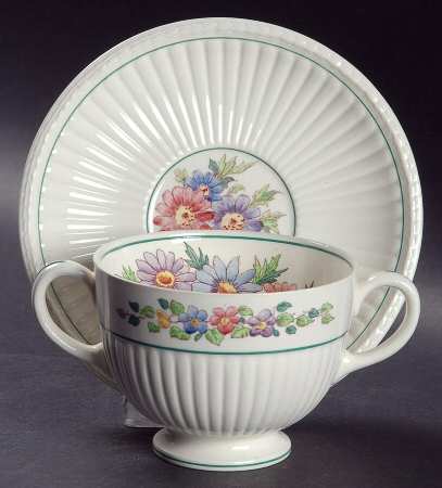 Garden Club Footed Bouillon Cup & Saucer