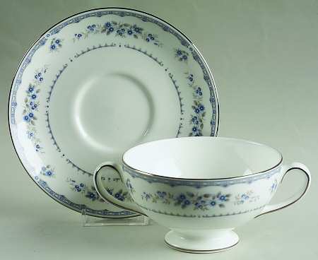 Gardenia Footed Cream Soup Bowl & Saucer Set