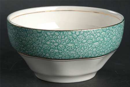 Garden (Aqua Border) Cranberry Bowl