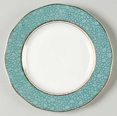 Garden (Aqua Border) Dessert/Pie Plate