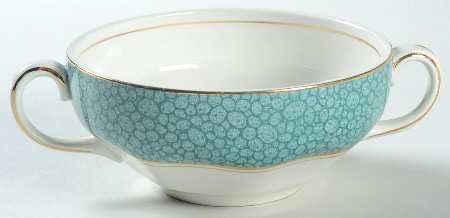 Garden (Aqua Border) Flat Cream Soup Bowl