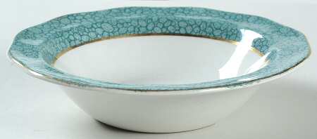 Garden (Aqua Border) Rim Cereal Bowl
