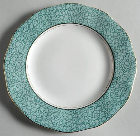 Garden (Aqua Border) Luncheon Plate