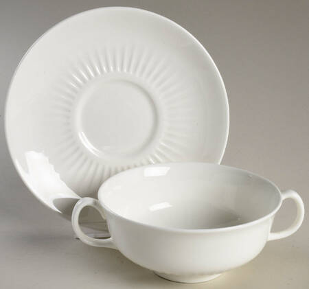 Galaxie White Flat Cream Soup Bowl & Saucer Set