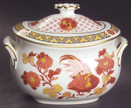 Golden Cockerel Sugar Bowl & Lid