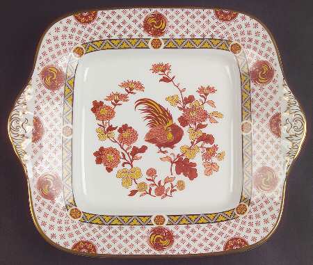 Golden Cockerel Square Handled Cake Plate